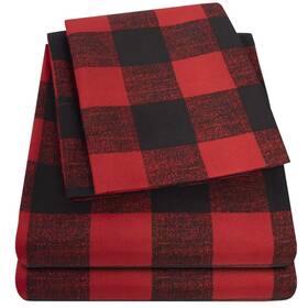 Sweet Home Collection 842491138134 1500 Supreme Buffalo Print Sheet Set King Size - Luxury Bed