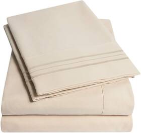 Ns-1500k-bge Sweet Home Collection 1500 Supreme King Sheet Sets Beige Cream - Luxury Hotel Bed Sheets