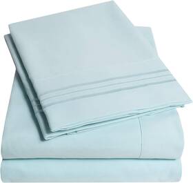 Ns-1500rv-ltblu Sweet Home Collection 1500 Supreme Extra Soft Rv Short Queen Sheets Set Light Blue - Luxur