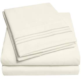 Ns-1500t-ivry Sweet Home Collection 1500 Supreme Twin Sheet Sets Ivory-3 Piece Bed Sheets And Pillowcase