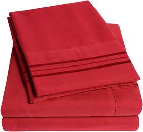Synchkg089638 Sweet Home Collection 1500 Supreme King Sheet Sets Red - Luxury Hotel Bed