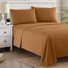 Sweet Home Collections 86410813 4 Piece Sheet Set Ultra Soft 1800 Series Collection - Queen Mocha