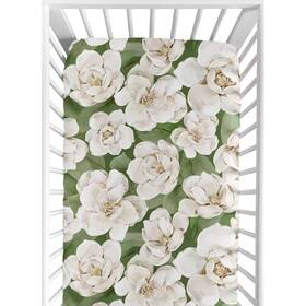 90378094 Sweet Jojo Designs Girl Baby Fitted Crib Sheet Watercolor Magnolia Green And