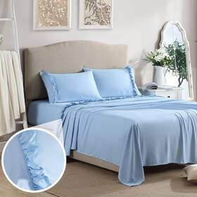 Swift Home 840970151452 Ultrasoft Elegant 2inch Ruffled Hem Design On Flat Sheet And Pillowcases Wrinkle Swift Home 840970151452 Ultrasoft Elegant 2inch Ruffled Hem Design On Flat Sheet And Pillowcases Wrinkle