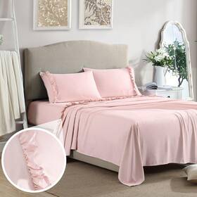 Swift Home 840970151551 Ultra-soft Elegant 2-inch Ruffled Hem Design On Flat Sheet And Pillowcases R