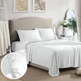 Swift Home 840970151599 Ultra-soft Elegant 2-inch Ruffled Hem Design On Flat Sheet And Pillowcases R