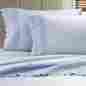 T600blue-kg Indus Linens Cotton Rich 600 Thread Count Blue Sheet Set King Size W Gorgeous Lace Hem
