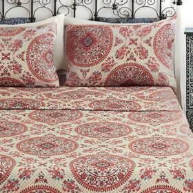 Tj3502-flat-f Tache Home Fashion 3pc Bohemian Medallion Flat Sheet Only Boho Chic Mandala Paisley Boteh