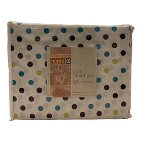 060130405 Target Contemporary Home Twin Sheet Set 220 Thread Count Polka A Dot Blue Green