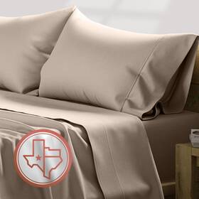 Co-ss-600tc-queen-taupe Texas Linen Co. Luxury Egyptian Cotton Queen Size Sheet Set - Taupe