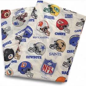 36817 The Bibb Company Nfl Helmet Print Bed Sheet 70% Polyester 30% Cotton