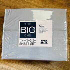 The Big One 30711 Full 4-piece Sheet Set Pale Blue Cotton Blend 275 Tc No-iron