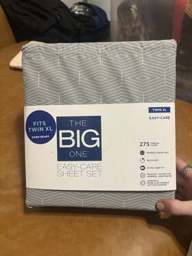38486 The Big One New Twin Xl Easy Care 275 Thread Count 3 Pc Sheet Set Gray