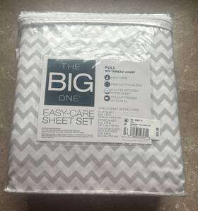 The Big One 400932260600 Gray Chevron Cotton Blend Sheet Set 275 Thread Full Bed Sheets