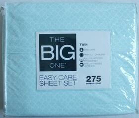 The Big One 400984202610 Easy-care Twin Blue Trellis Sheet Set Pima Cotton Blend 275tc