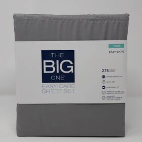 65464341 The Big One Twin Sheet Set Easy Care Deep Fit 16 Inch Mattress 275 Thread Count Gray