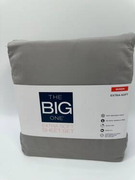 91cbsmfssqn The Big One Extra Soft Sheet Set 4 Piece Queen Size Medium Gray Deep Fit