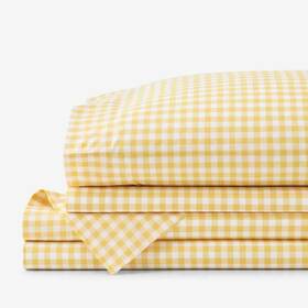 The Company Store 313039344343 Kids Gingham Yellow Organic Cotton Percale Twin Sheet Set