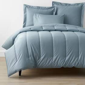 The Company Store 445018469495 Cotton Blue Shale Solid 300-thread Count Wrinkle-free Sateen Full/queen