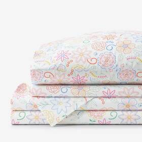 The Company Store 445028687629 Multi-colored Organic Cotton Percale Twin Sheet Set
