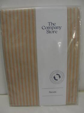 51171a-f The Company Store Full Flat Sheet - Gold Striped New Sealed 100% Cotton
