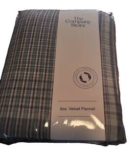 The Company Store 560524730925 Twin Xl Fitted Sheet Lh Check White Blue 5 Oz Velvet Flannel