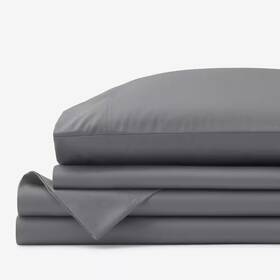 The Company Store 711181134964 Cotton Stone Gray Wrinkle-free Sateen Queen Sheet Set