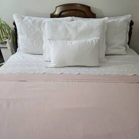 E5l5 The Company Store Size Deep Pocket Queen Flat Sheet Cameo Pale Pink 100% Cotton E5l5 The Company Store Size Deep Pocket Queen Flat Sheet Cameo Pale Pink 100% Cotton