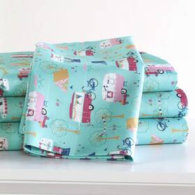 The Lakeside Collection 190941404927 Retro Happy Glamping Lifestyle Bedding Sheet Set Twin