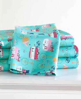 2098352 The Lakeside Collection Happy Glamping Lifestyle Bedding Sheet Set Full