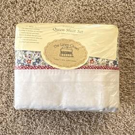 26959861124 The Linen Closet Queen Sheet Set Gingham Floral 50% Cotton Polyester