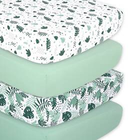 83905347 The Peanutshell Fitted Crib Sheets - Green Botanical Leaf 4pk