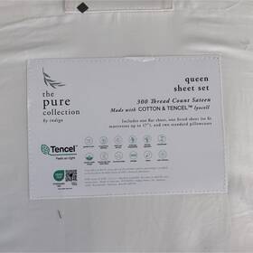 Mrn-00750 The Pure Collection By Indigo Queen Sheet Set 300tc Cotton Tencel White Deep Fi