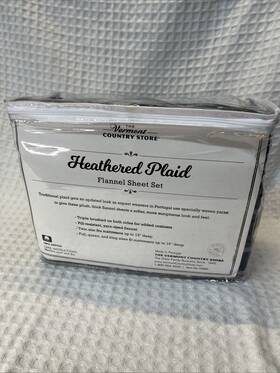 75885 The Vermont Country Store Heathered Blue Plaid Portuguese Flannel Twin Sheet Set New 75885 The Vermont Country Store Heathered Blue Plaid Portuguese Flannel Twin Sheet Set New