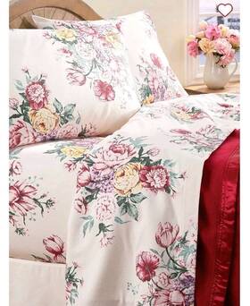 78142 The Vermont Country Store Queen Sheet Set Petal Of Paradise And Pillowcase Pair