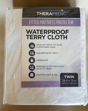 Therapedic 022415060202 Waterproof Terry Cloth Fitted Mattress Protector Size Twin New