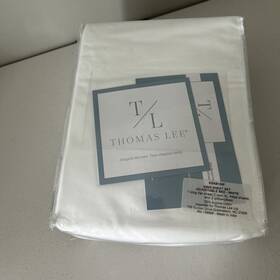 Ksab100f Thomas Lee 500 Thread-count Percale King Adjustable Cotton Classic White Set