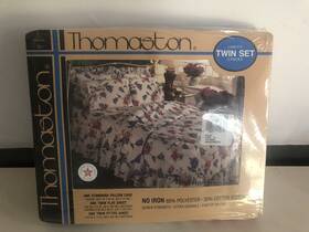 Thomaston 018251126714 New Nos Vtg 3 Pc Twin Complete Sheet Set White Floral Tulip Romance
