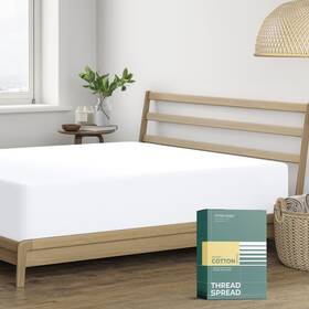 Thread Spread 8904429555290 100% Organic Cotton Percale Weave Fitted California King White