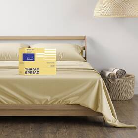 Thread Spread 904429520915 100% Egyptian Cotton Queen Size Sheet Set - 4 Pc 600 Count Co