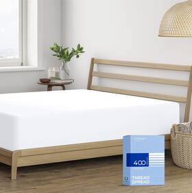 B0b5tmx5w5 Thread Spread Ca Queen Size Fitted Sheet Only - 100% Cotton 400 White
