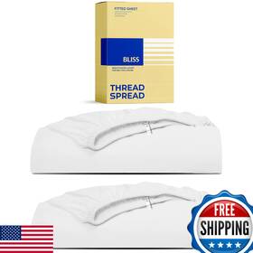 B0fpx5kyjm Thread Spread 100 Cotton Queen Fitted Sheet Pack Of 2-600 Series Bliss