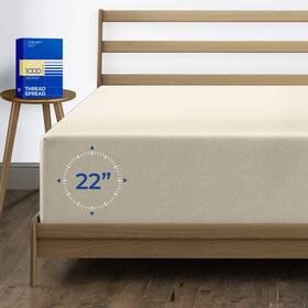 Cofs22-1000-t-ivory Thread Spread Luxury Egyptian Cotton Twin Fitted Sheet Only - 1000-thread-count
