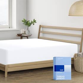 Ts-usa-co-fs-400tc-white-king Thread Spread 100% Cotton Fitted Sheet King Size - 400 Series Glee Collection