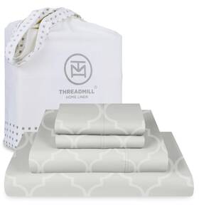 Threadmill 904392805804 100% Cotton Sheets For King Size Bed 4 Pc Set Soft Breat