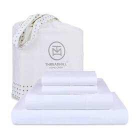 Threadmill 906124995081 Luxury 1200 Thread Count Supima Cotton Sheets 4 Pc White King Size Sheet Set