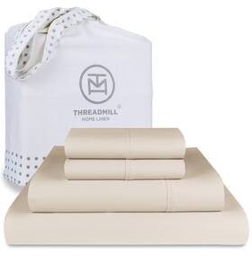 Thm-1000-sld-beige-q Threadmill Luxury Supima Cotton Sheets 1000 Thread Count Soft 100% Co