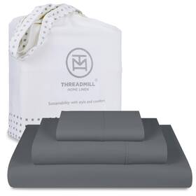 Thm-600-sld-egrey-t Threadmill Luxury 600tc Twin Sheet Set 3pc 100% Cotton Sateen Dark Deep Pocket Soft Hotel