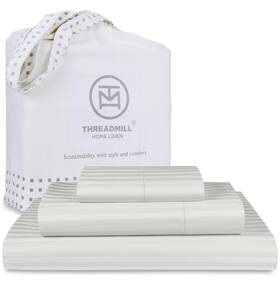 Thm-600-str-silver-tx Threadmill 3-piece Bed Linen Set Twin Xl 600 Thread Count 100% Cotton Light G