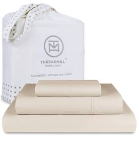 Thm-800-sld-beige-t Threadmill Luxury 800 Thread Count 100% Cotton Sheets - Light Beige Sateen We